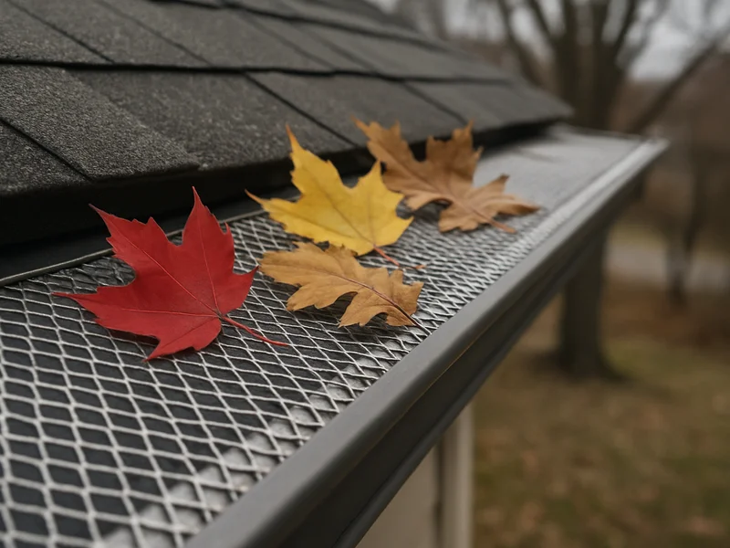 Gutter guard mesh installed on a home roofline near Sheboygan, WI